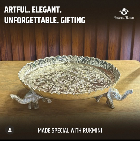 Handcrafted Silver-Plated Elephant Tray