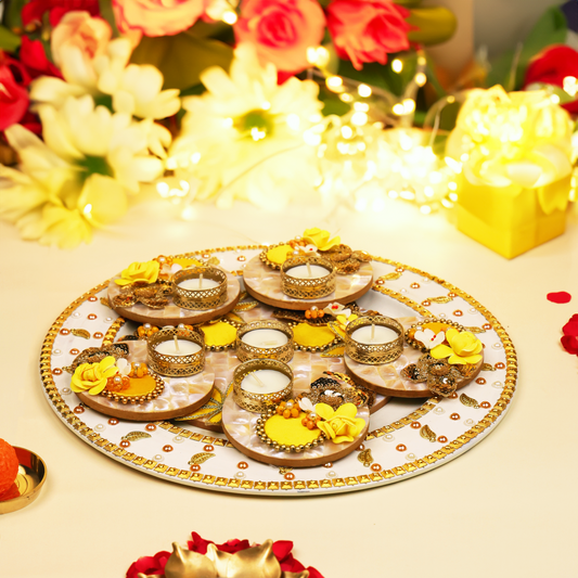 Floral Radiance Diya Plate